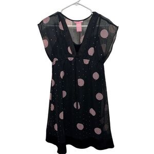 Hype Black Pink‎ Polka Dot Sequin Empire Waist Babydoll Dress Size 12 Girls